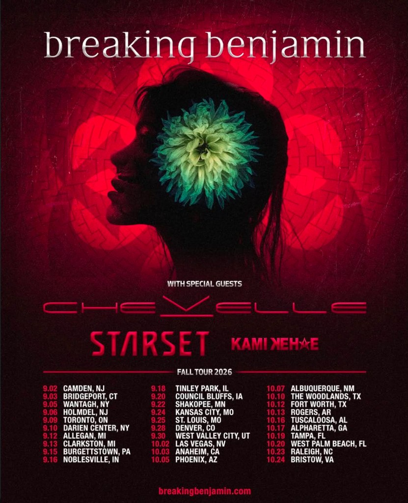 Breaking Benjamin Fall Tour 2026 poster